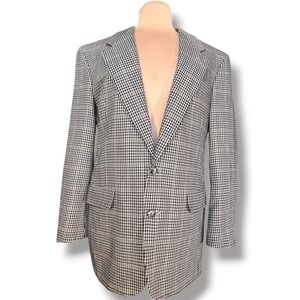Vintage Hart Schaffner & Marx Houndstooth Wool Blazer Preppy Old Money Heritage